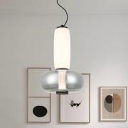 LED hanglamp Avery, rookgrijs/wit, Ø 32 cm, glas