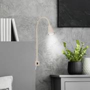 LED wandlamp Tuso, beige, montage op bed, metaal, flexibele arm