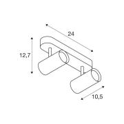 SLV LED plafondspot Noblo, zwart, 2.700 K, lengte 24 cm