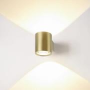 SLV LED wandlamp Oculus, messingkleurig Ø 9 cm dimbaar tot warm