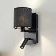 Lindby wandlamp Aiden, 30 cm, zwart, LED leeslampje, E14
