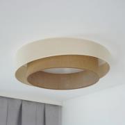 LED plafondlamp Luneta S, jute, beige/bruin, Ø 60 cm, dimbaar