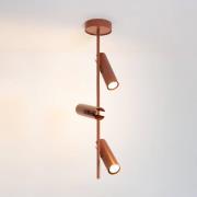 Plafondspot Leda 3, baksteenrood, 3-lamps, staal, hoogte 76 cm