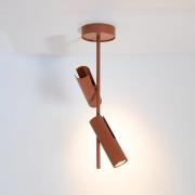 Plafondspot Leda 2, baksteenrood, 2-lamps, hoogte 55 cm