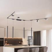 Railsystem Lumaro,spots,pendel,7-lamps,zwart,48V,dimmer