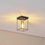 Plafondlamp Vox, zwart/goud, hoekig, 1-lamp, staal