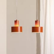 Hanglamp Rif 2, baksteenrood, 2-lamps, lineair, staal