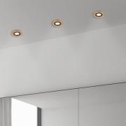 Plafond inbouwlamp Tobby, Ø 10 cm, set van 3, eikenhout GU10