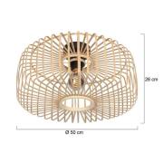 Plafondlamp Bloeba, Ø 50 cm, hout, naturel, E27