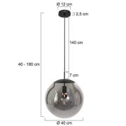 Hanglamp Bollique, zwart, Ø 40 cm, glas, 1-lamp, bol