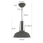 Hanglamp Eden, grijs, metaal, fitting E27