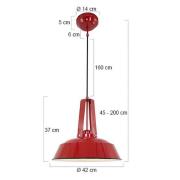 Hanglamp Eden, rood, metaal, fitting E27