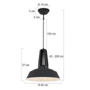 Hanglamp Eden, zwart, metaal, fitting E27