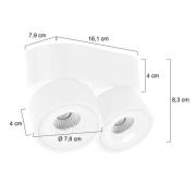 LED plafondspot Fez, wit, 2-lamps, metaal, zwenkbaar