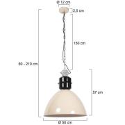 Hanglamp Frisk, crèmekleurig, metaal, E27