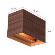 LED wandlamp Muro 3365, houtlook, hoekig, G9, 2.700 K