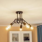 Plafondlamp Joiy, gekruist, 5-lamps, zwart