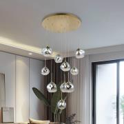 Hanglamp Herman, 10-lamps, goudkleurig, Ø 66 cm, glas