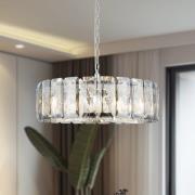 Kroonluchter Orvin, rond, chroom, 8-lamps, Ø 67 cm, glas
