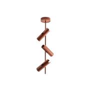 Plafondspot Leda 3, baksteenrood, 3-lamps, staal, hoogte 76 cm