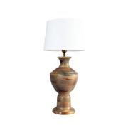 Tafellamp Alma, wit/bruin, hoogte 69 cm, hout/stof