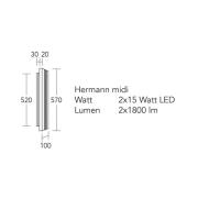 HerzBlut LED wandlamp Hermann midi, eiken natuur, dimbaar