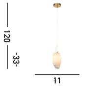 Rocky hanglamp, 1-lamp, messingkleurig, staal, glas