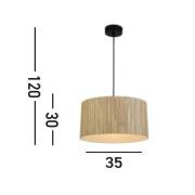 Hanglamp Meadow, bruin, zwart, natuurvezel, staal
