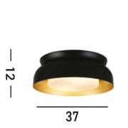 Kendal plafondlamp, zwart/goud, staal, glas