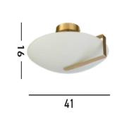 Zonnewijzer plafondlamp, goud/opaal wit, staal, glas, E27