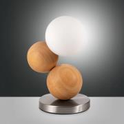 Tafellamp Micky, hout licht/nikkel, hout, dimbaar, G9