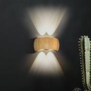 LED wandlamp Shine-Wood, breedte 20 cm, eiken/zwart 4-lamps.