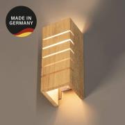 Wandlamp Shine-Wood, breedte 10 cm, E14, eiken/wit, hout