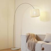 Lindby booglamp Helin, beige, textiel, hoogte 198,5 cm