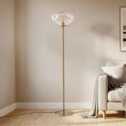 Lindby vloerlamp Lelia, amber, glas, metaal, 150 cm