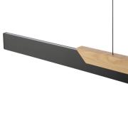 LED hanglamp Arcus, zwart/bruin lengte 121 cm metaal/hout