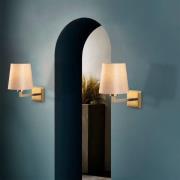 Wandlamp profiel, goud/crème, metaal/stof, hoogte 30 cm