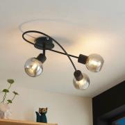 Lindby plafondlamp Elaina, 54 cm, 3-lamps, zwart/rook, E14