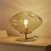 Lindby tafellamp Lelia, amber, glas, metaal, Ø 35 cm