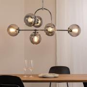 Hanglamp Portemo, rookgrijs/nikkel, 104x80 cm, 6-lamps glas