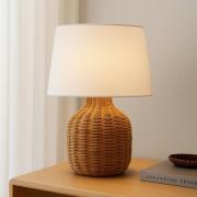 Lindby tafellamp Lirenda, hoogte 52 cm, rotan, naturel/wit