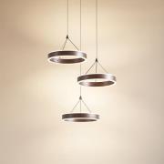 Lucande LED hanglamp Kolo, bruin, 3-lamps, dimbaar