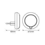 OSRAM LED-stopcontactnachtlampje LUNETTA ROUND, wit, Ø 7 cm