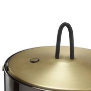 LED tafellamp Lumeo, Ø 21 cm, messingkleurig/rookgrijs