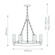 Kroonluchter Collier, 5-lamps, zwart, staal, glas, E27