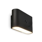 LED wandlamp Chat, zwart, 16 cm, kunststof, sensor