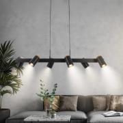Hanglamp Duta, lengte 110 cm, mat zwart, metaal 6-lamps.