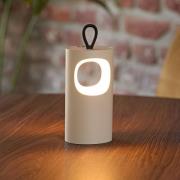 LED tafellamp Lunari, beige, 16 cm, metaal, CCT IP44