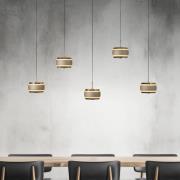 PURE LED hanglamp Falling Rings, brons Lengte 101 cm 5-lamps