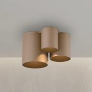 PURE LED badkamer plafondlamp Point, bronskleurig, 18 cm, 3-lamps.